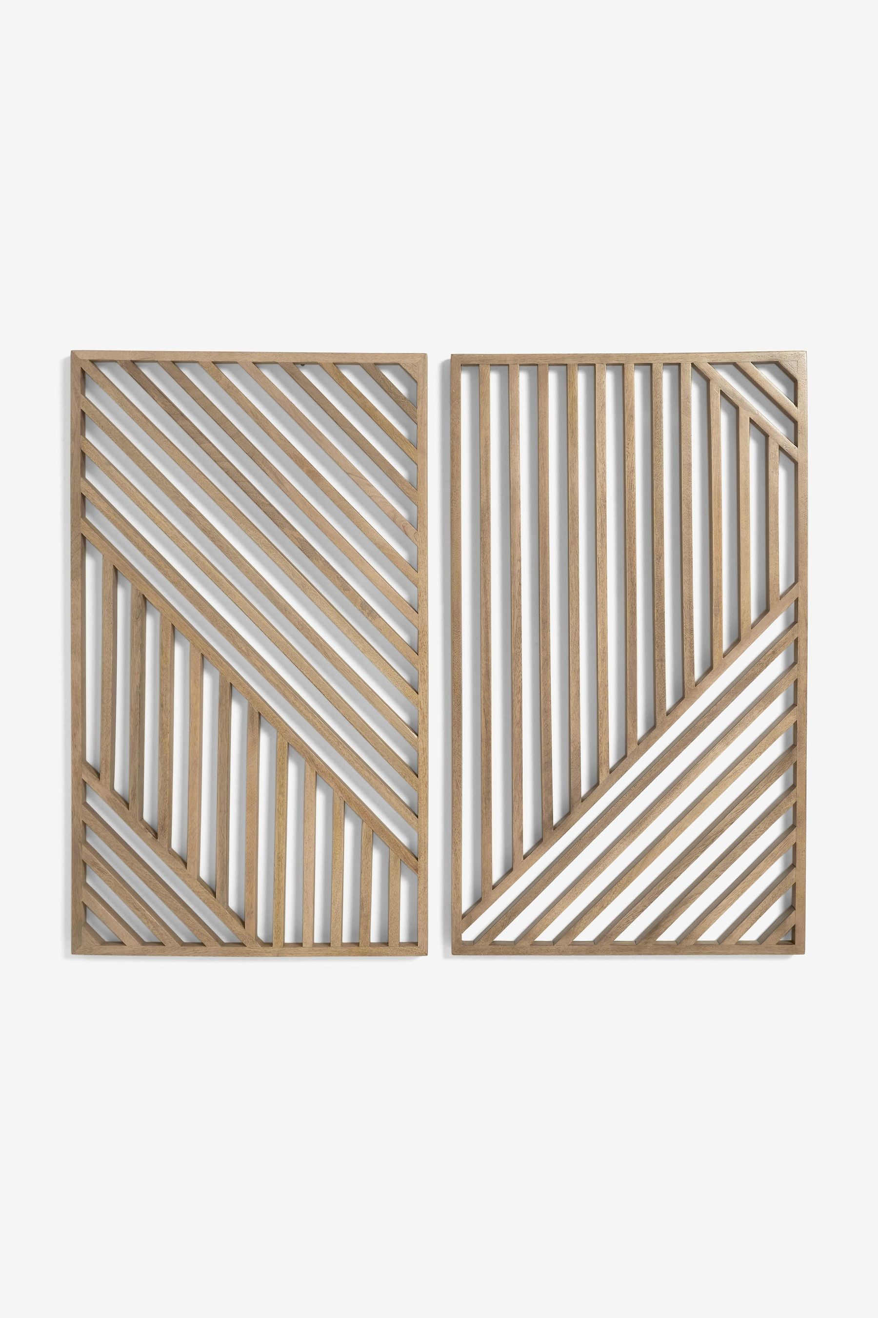 Set of 2 Natural Wood Wall Panels