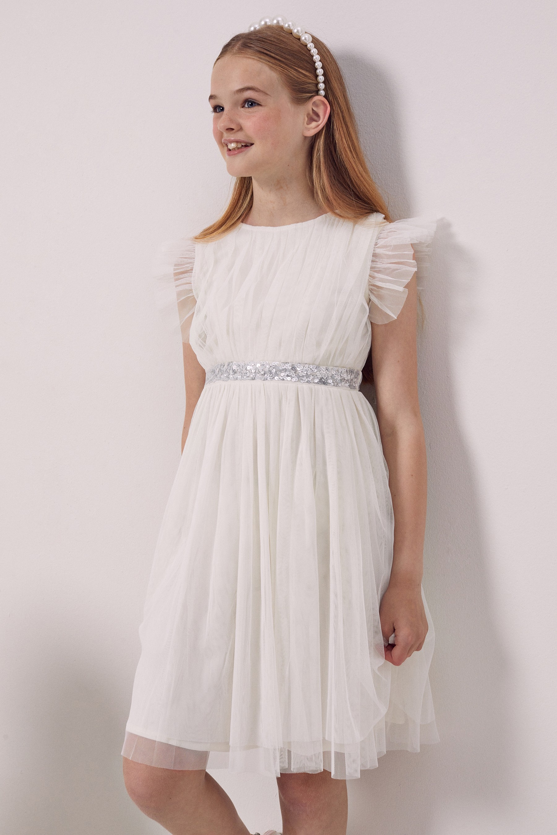 Maya Girl Embellished Waist Tulle Dress