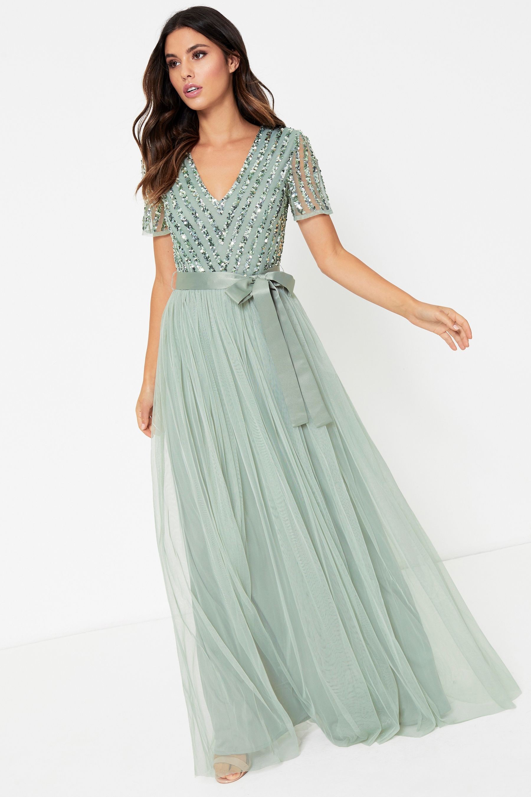 Maya Chevron Sequin Maxi Dress