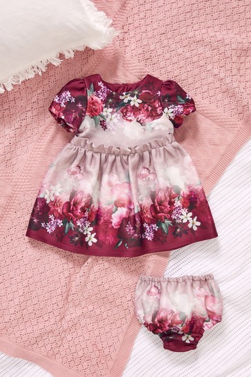 Lipsy Baby Puff Sleeve Dress With Matching Knicker