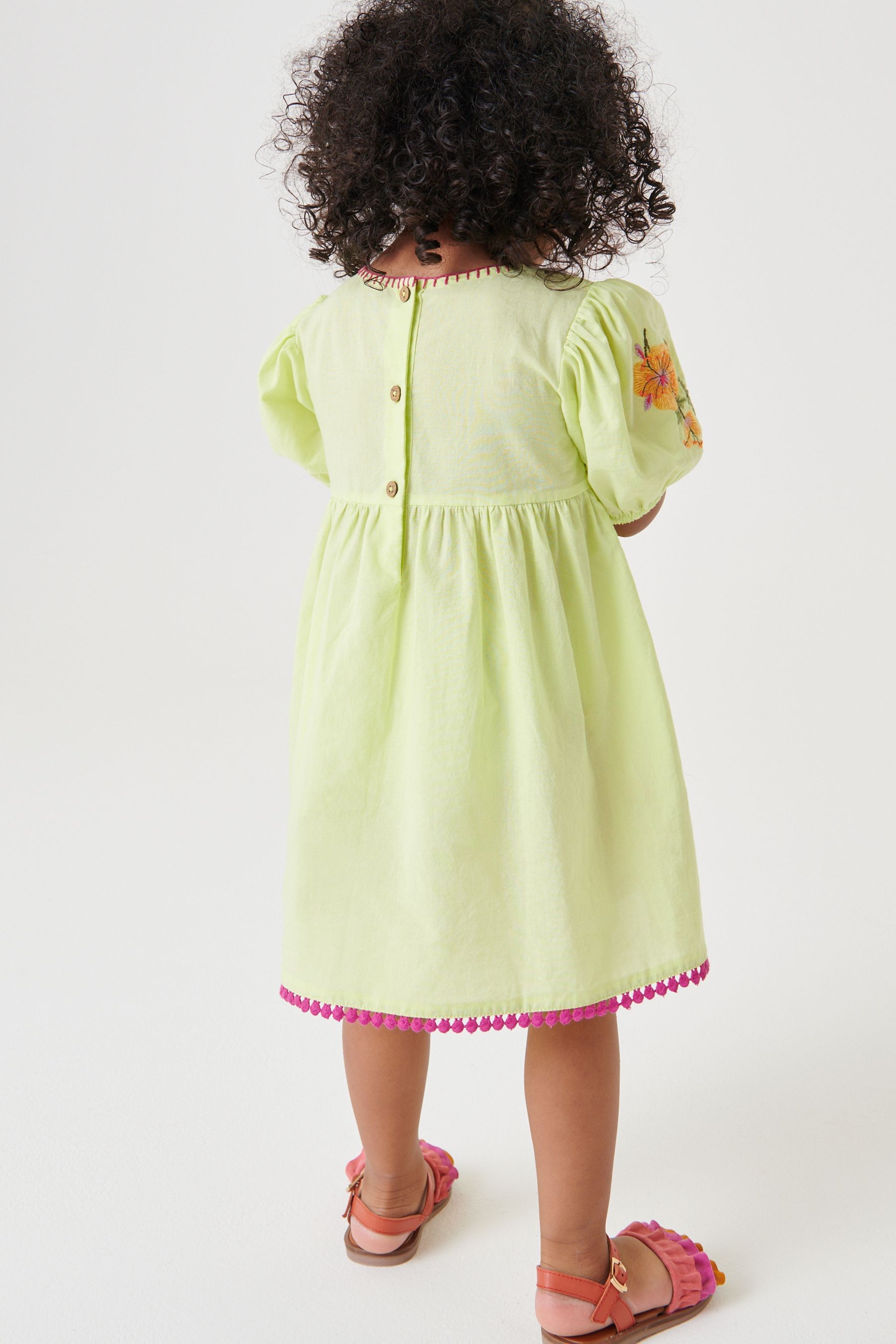 Embroidered Puff Sleeve Dress (3mths-8yrs)