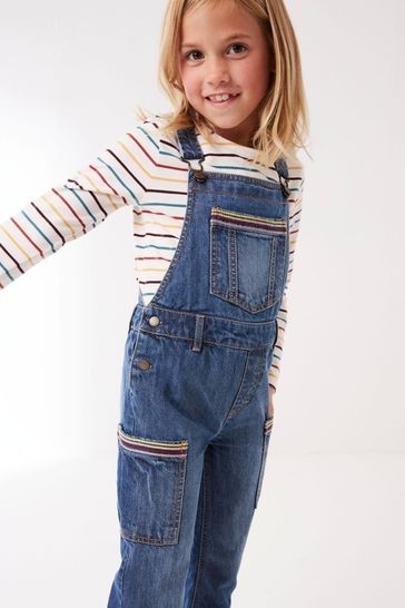 FatFace Blue Rainbow Dungarees