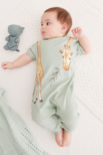 FatFace Baby Green Crew Giraffe Romper