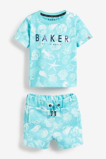 Baker by Ted Baker Blue Printed T-Shirt and Shorts Set