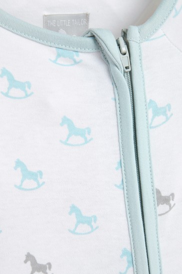 The Little Tailor Blue Zip Front Onsie Sleepsuit