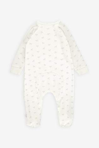 The Little Tailor Cream Jersey Print Rocking Horse Sleepsuit