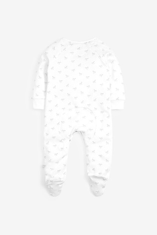 The Little Tailor White Jersey Print Rocking Horse Sleepsuit