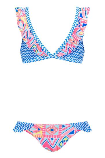 Sunuva Blue Geo Frill Bikini