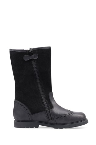 Start Rite Toasty Black Leather Zip-Up Winter Boots