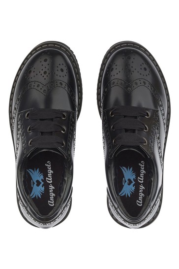 Start-Rite Impulsive Black Leather Brogue School Shoes G Fit