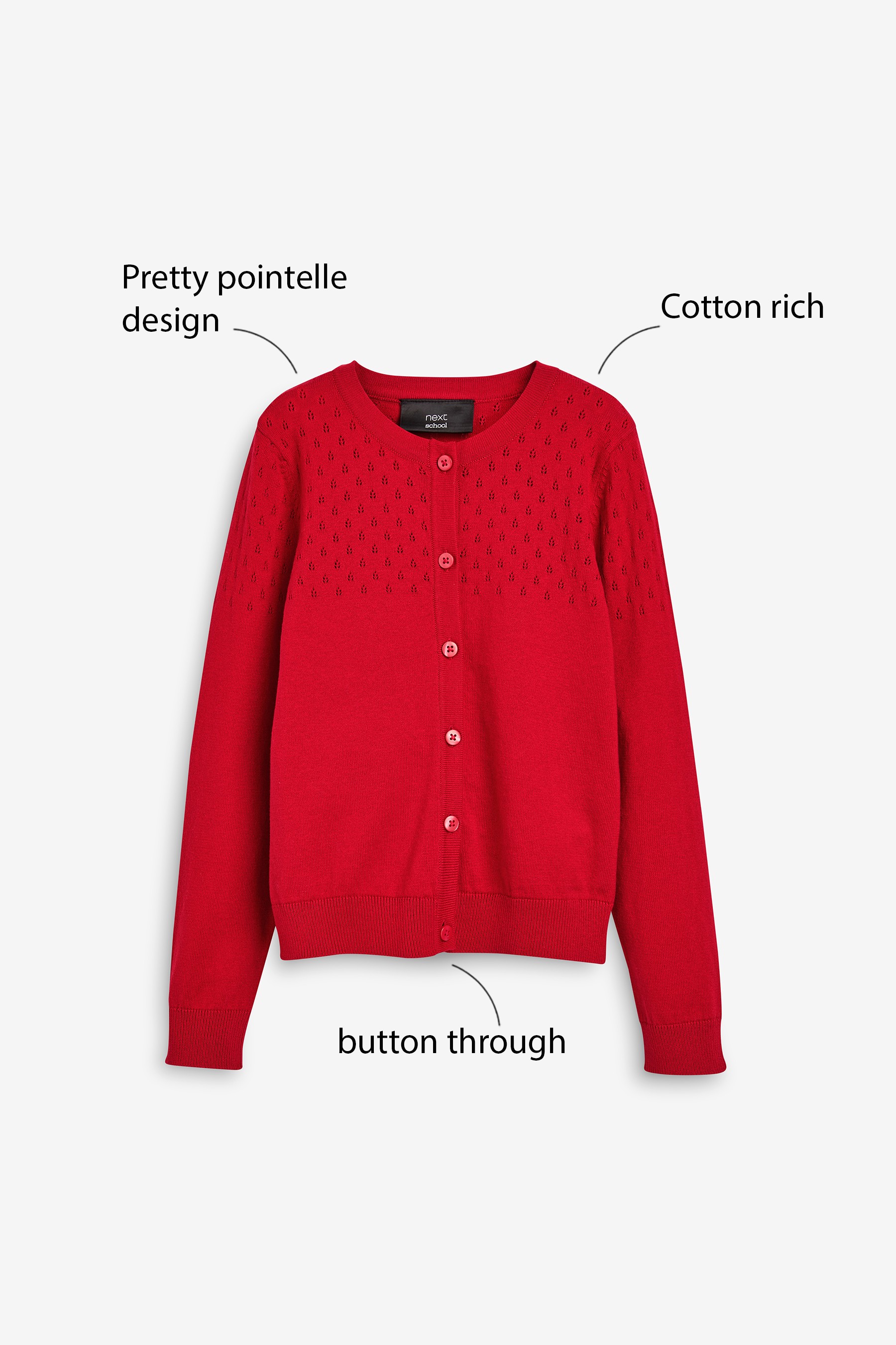 Pointelle Detail School Cardigan (3-16yrs)