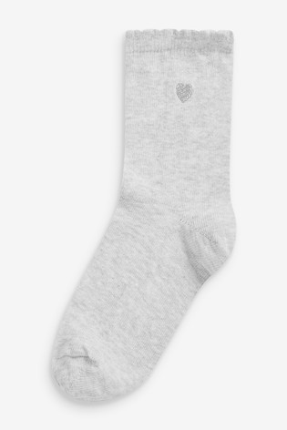 7 Pack Cotton Rich Heart Embroidered Ankle Socks