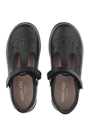 Start-Rite Poppy Black Leather T Bar School Shoes