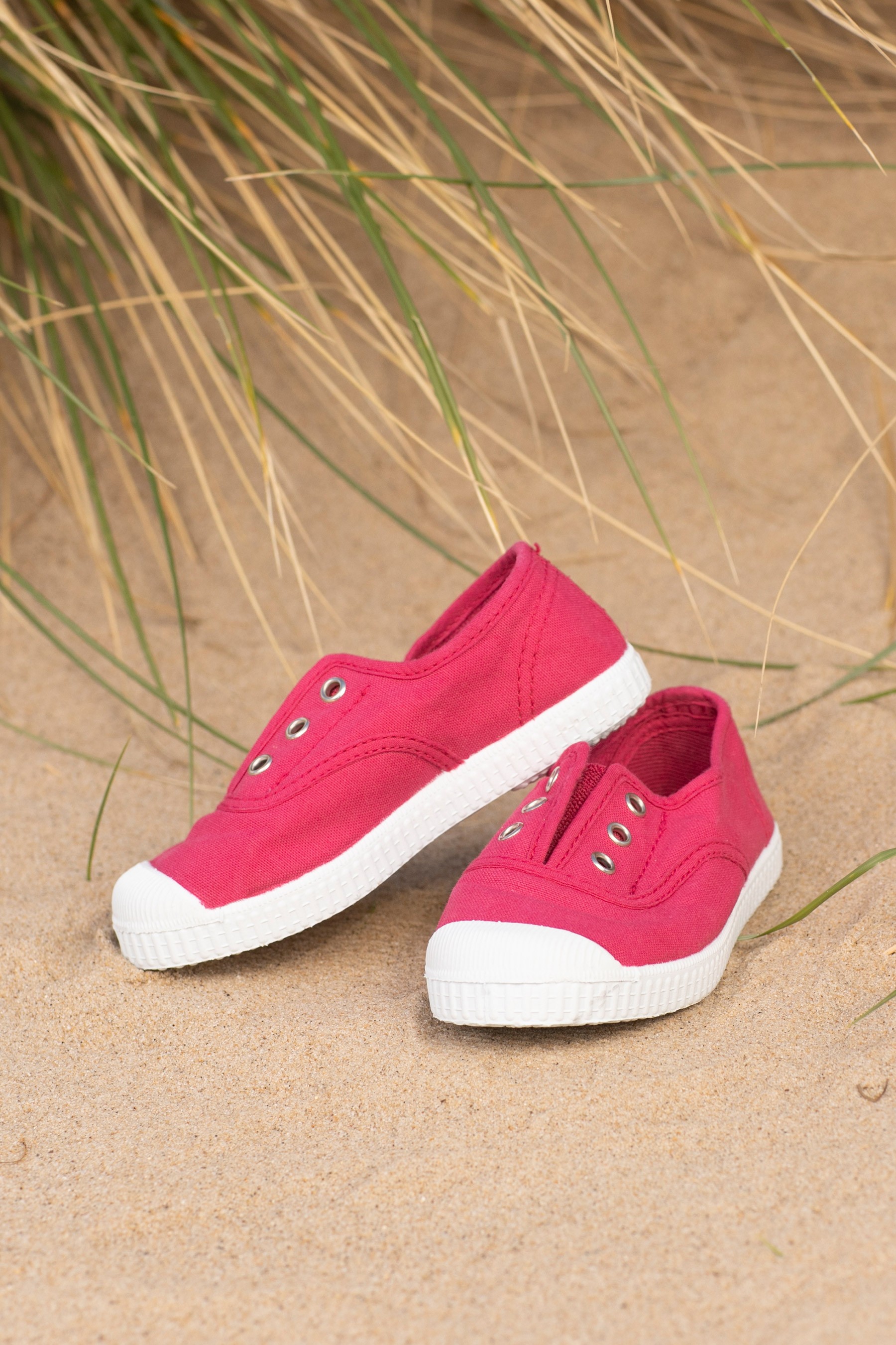 Trotters London Raspberry Plum Canvas Shoes