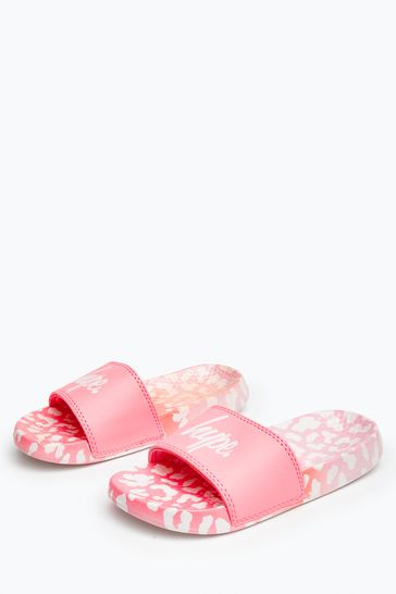 Hype. Pink Leopard Sliders