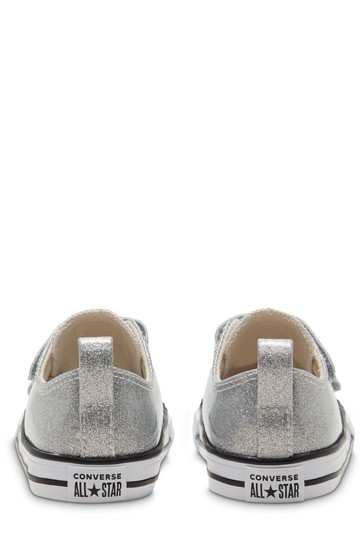 Converse Silver 2V Glitter Junior Trainers