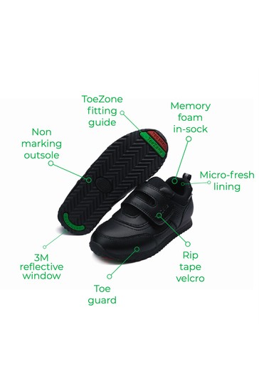 ToeZone Black One Strap School Shoes