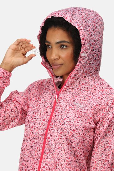 Regatta Womens Pink Printed Waterproof Pack It Jacket