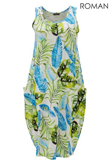 Roman Leaf Print Slouch Dress