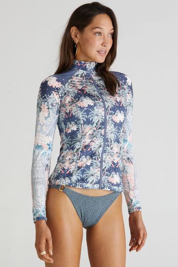 Aqua Blu Floral Haylay Rash Guard