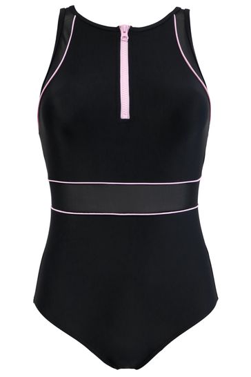 Pour Moi Energy Chlorine Resistant High Neck Zip Front Swimsuit