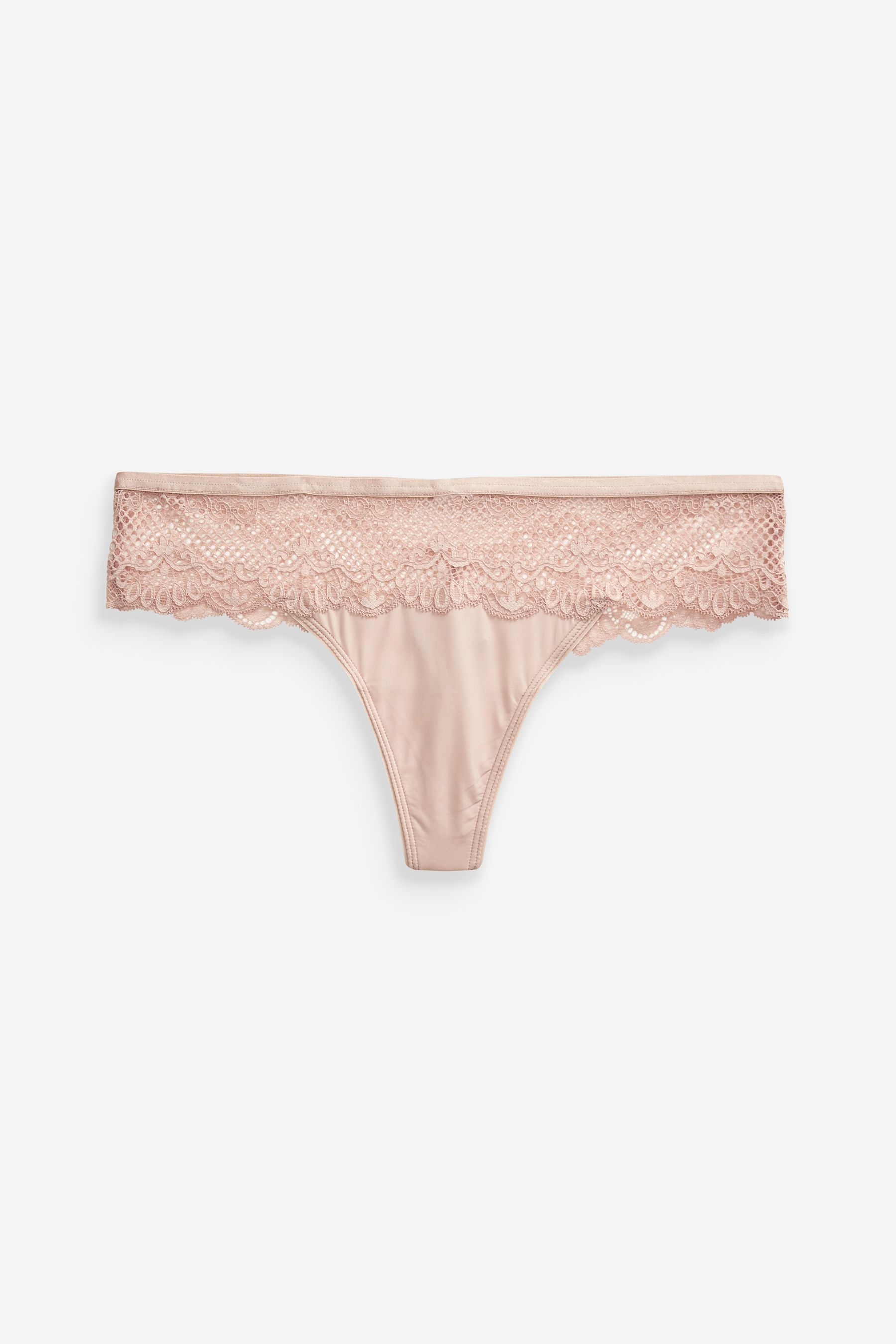 Microfibre And Lace Knickers Thong