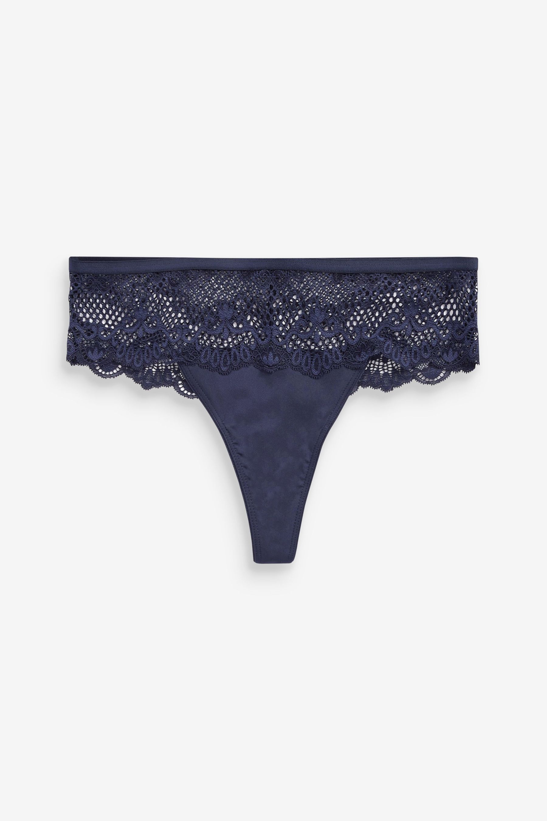 Microfibre And Lace Knickers Thong