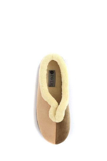 Pavers Natural Beige Multi Ladies Wide Fit Full Slippers