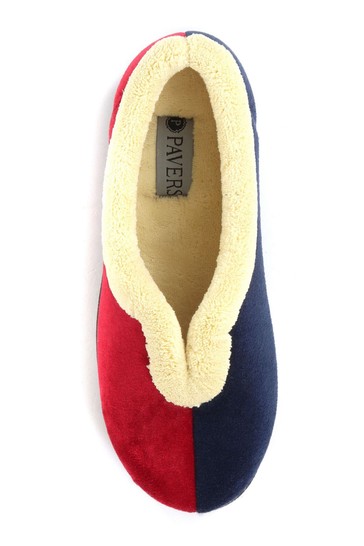 Pavers Navy Red Ladies Wide Fit Full Slippers