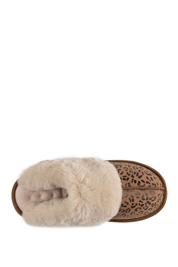 Totes Isotoner Ladies Real Suede Mule with Fur Cuff