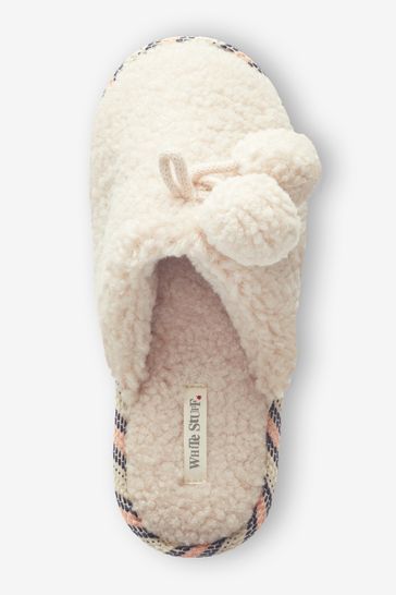 White Stuff Natural Curly Fur Mules