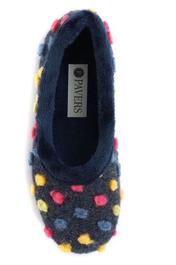 Pavers Blue Navy Multi Ladies Full Woolly Slippers