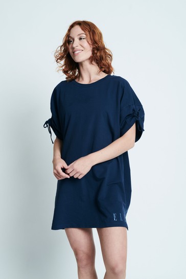 ELLE Navy Blue Loungewear Tie Detail Nightshirt