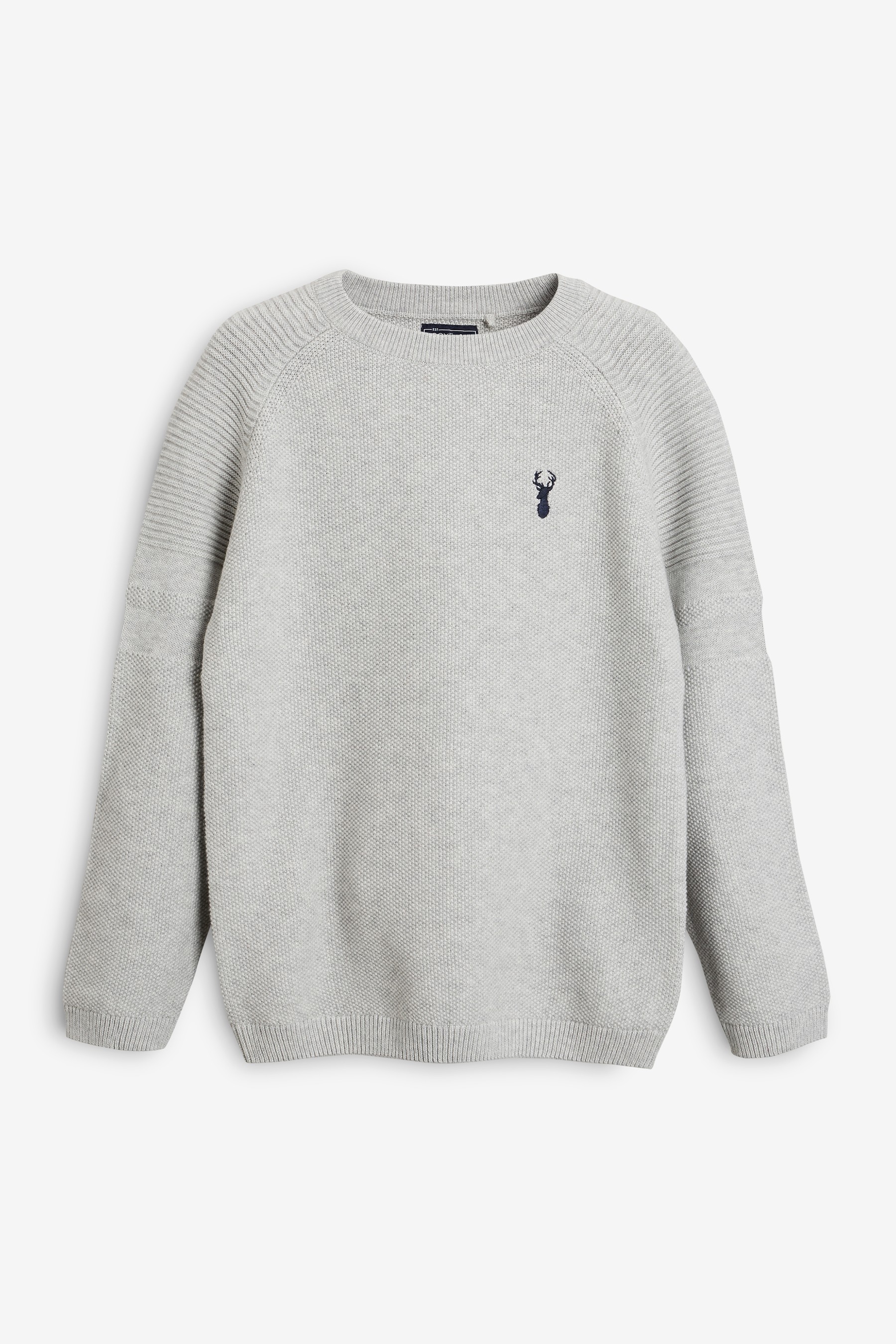 Textured Crew Jumper (3-16yrs) With Stag