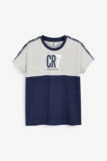 CR7 Boy's Grey And Blue Short sleeve Pyjama Set