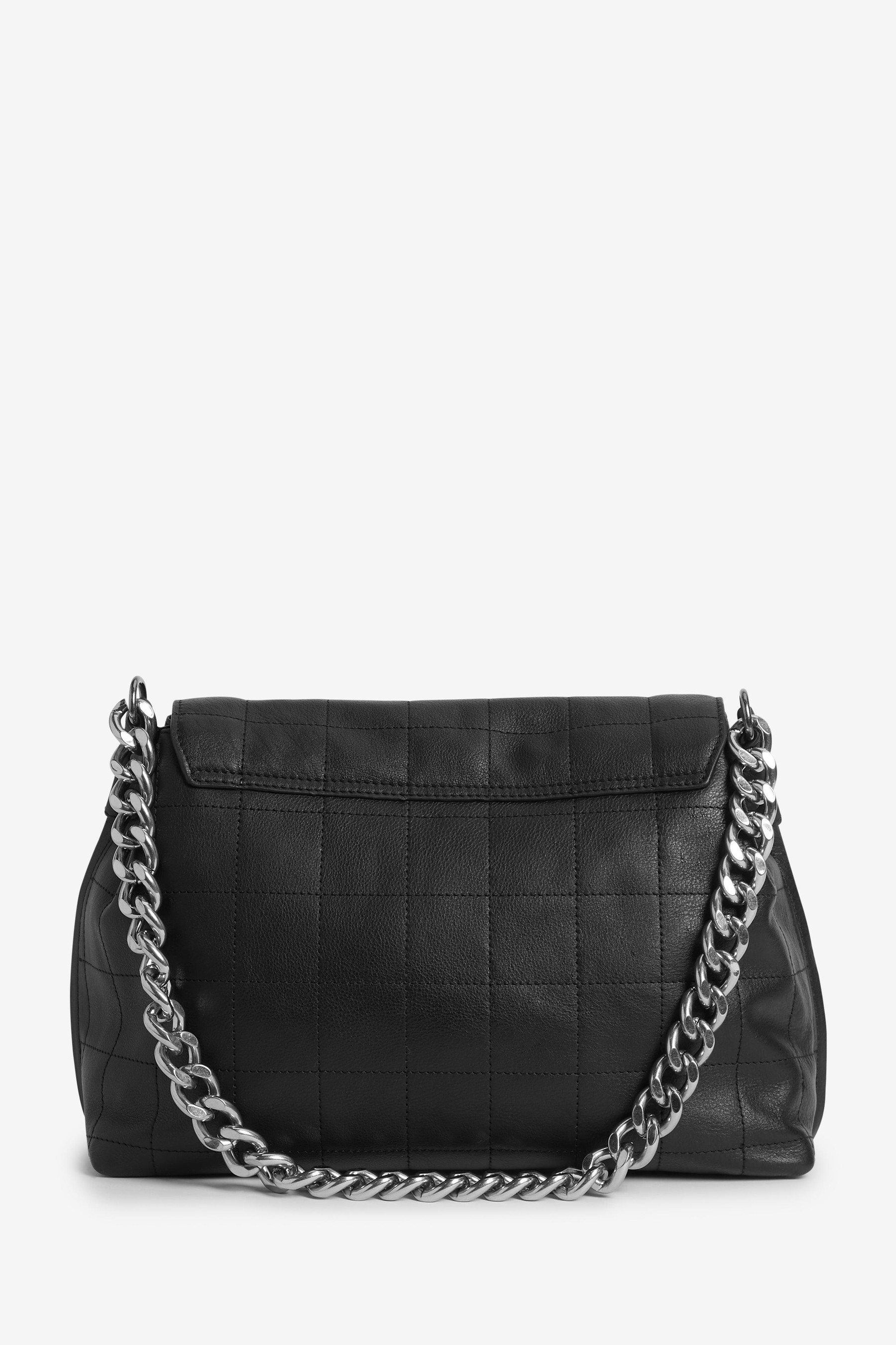 Leather Chunky Chain Shoulder Handbag