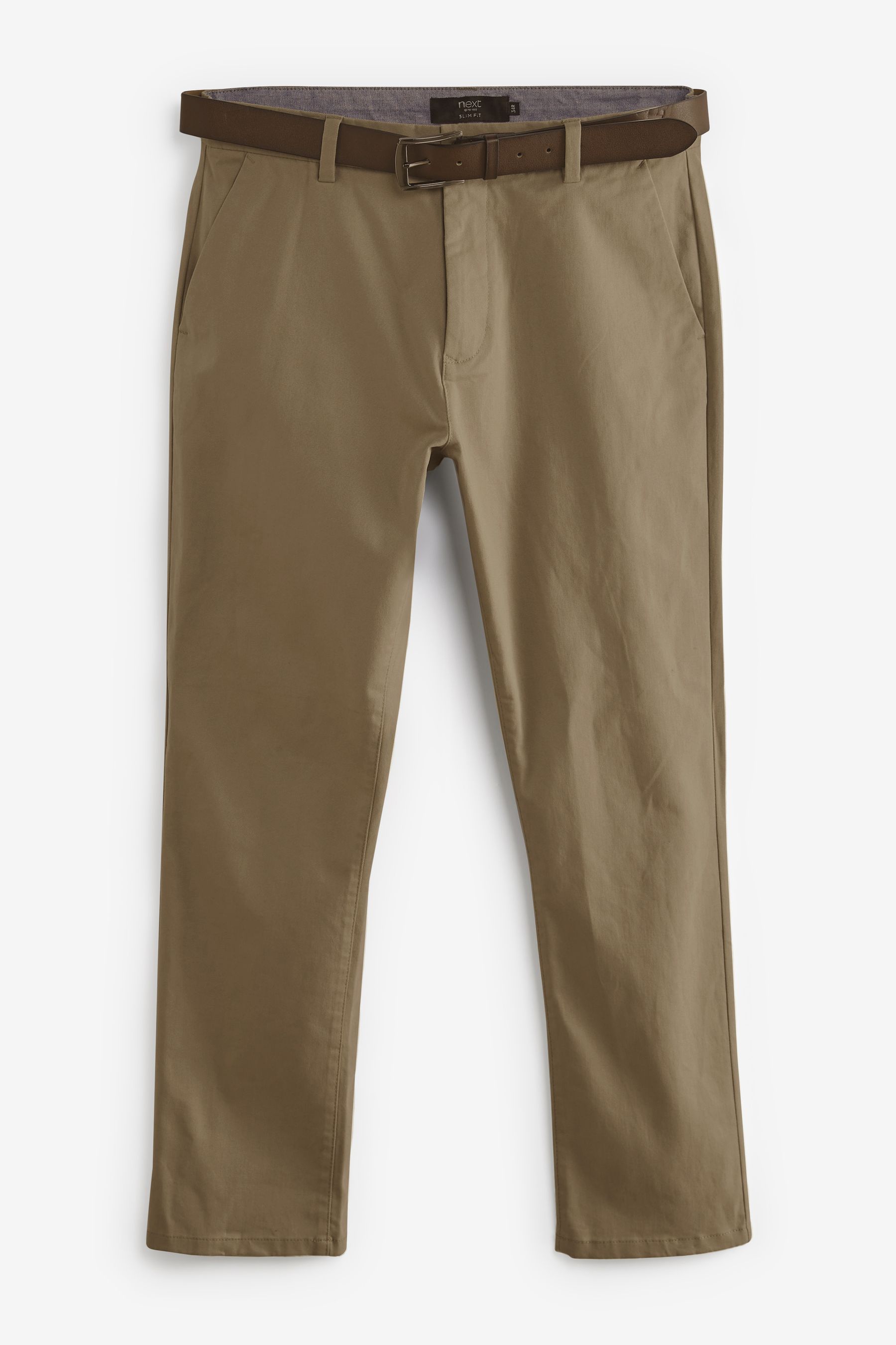 Belted Soft Touch Chino Trousers Slim Fit