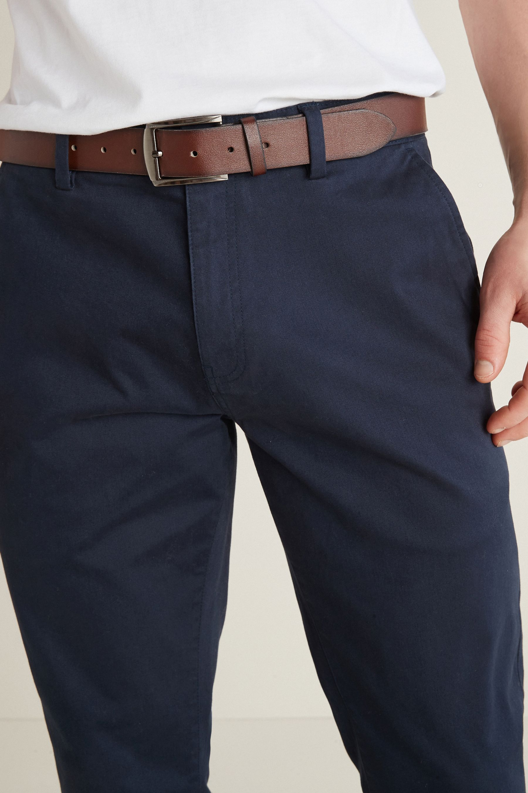 Belted Soft Touch Chino Trousers Slim Fit