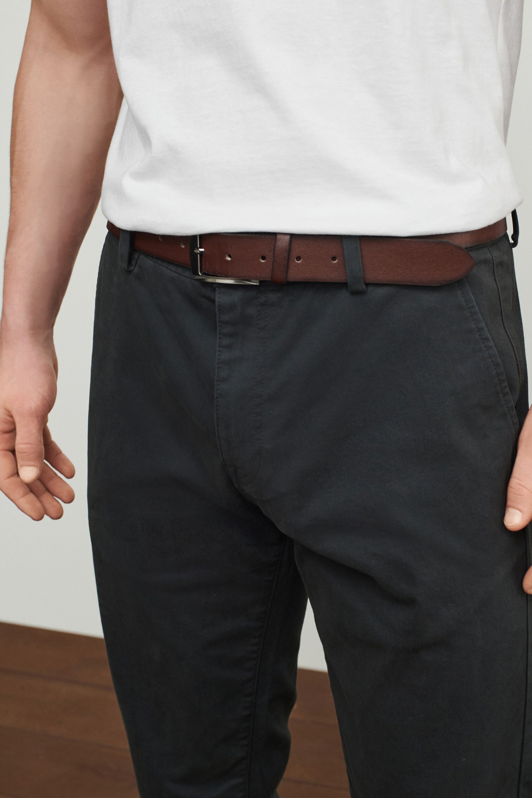 Belted Soft Touch Chino Trousers Slim Fit