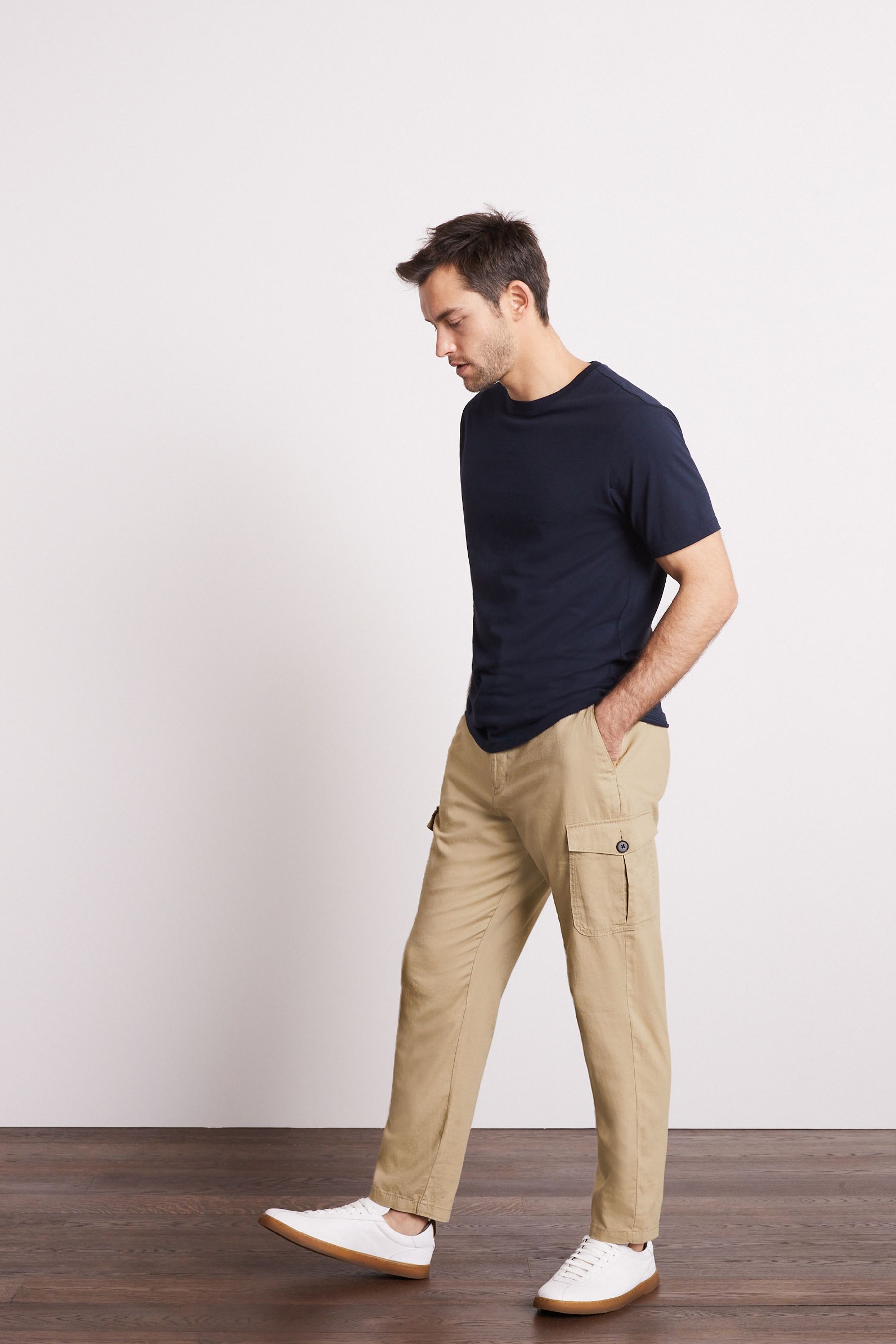 Linen Blend Cargo Trousers