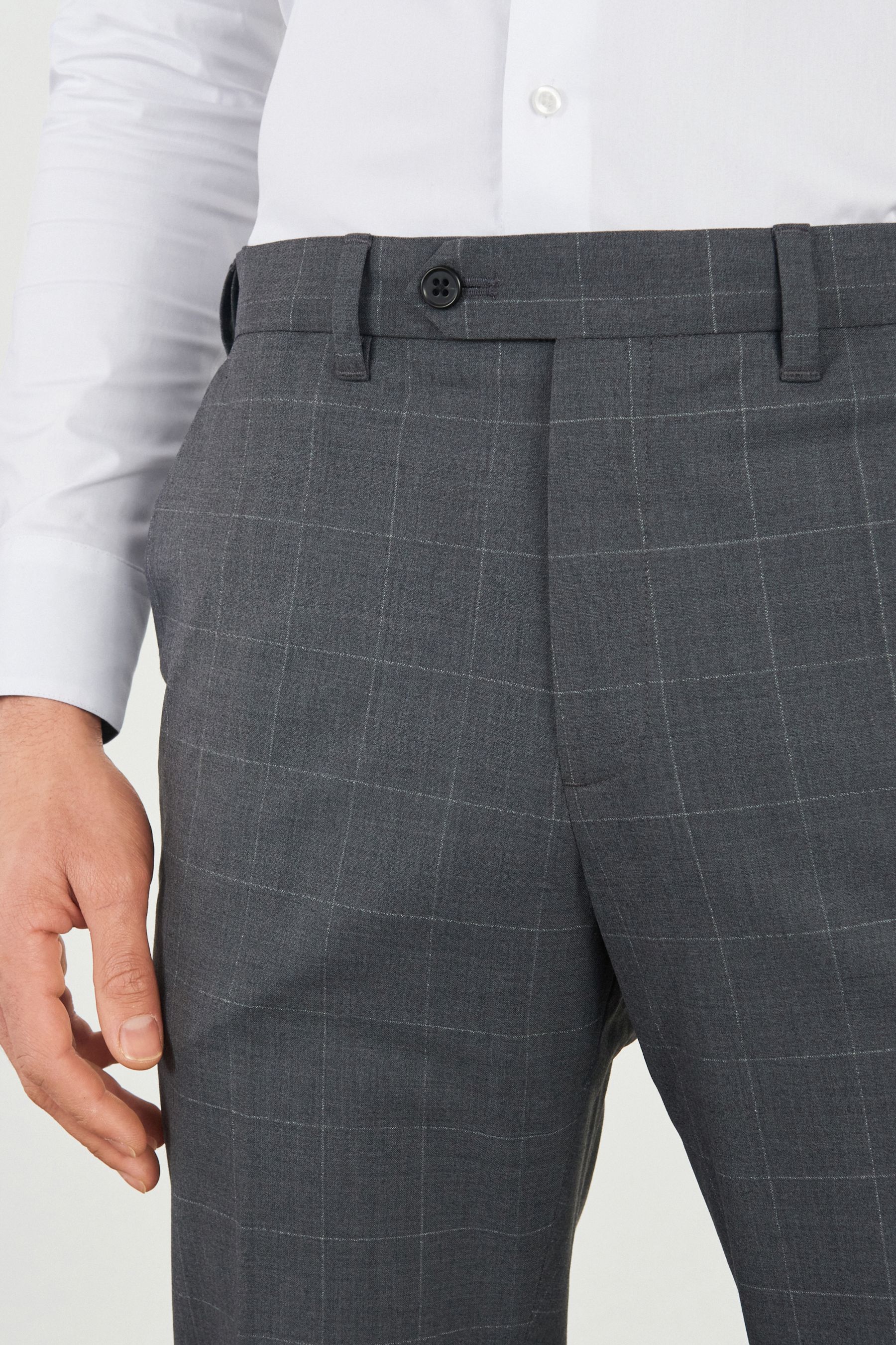 Motion Flex Wool Blend Check Trousers