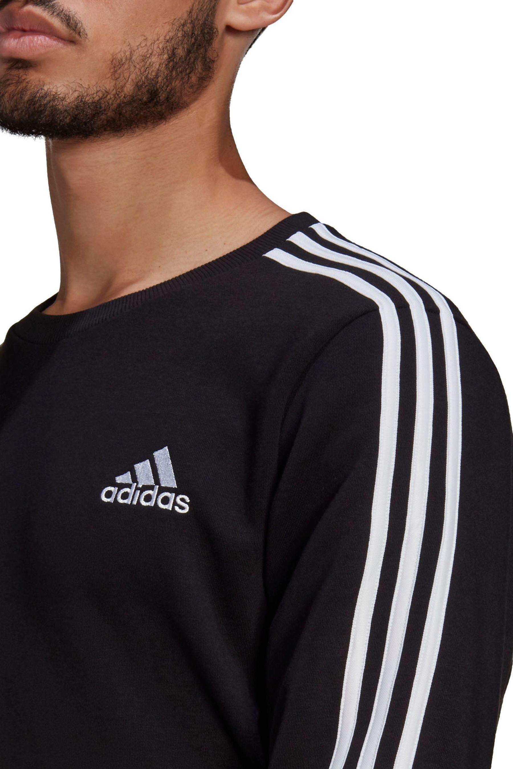 adidas Fleece 3 Stripe Crew Sweater