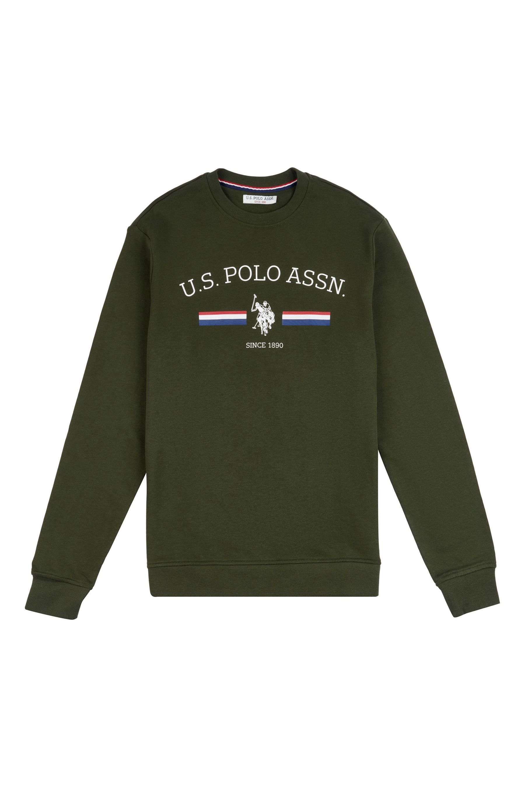 U.S. Polo Assn Green Raglan Rider LB Crew Sweatshirt