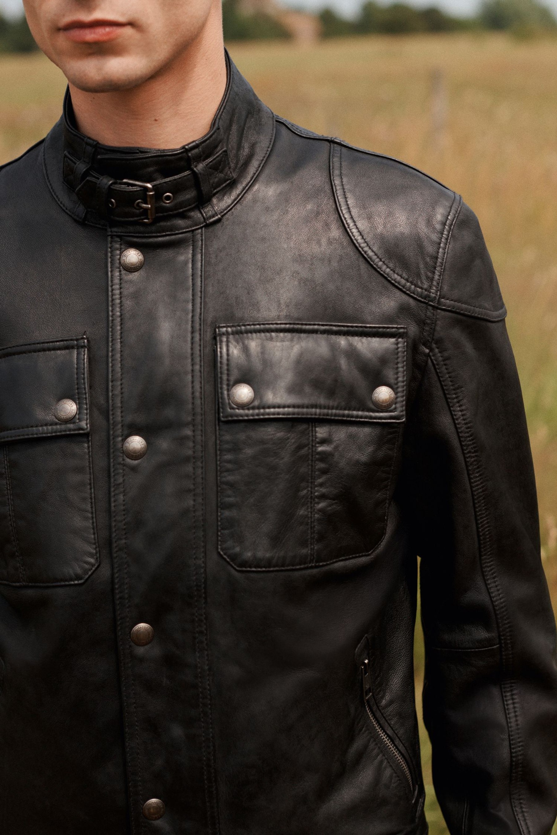 Signature Four Pocket Leather Biker Jacket