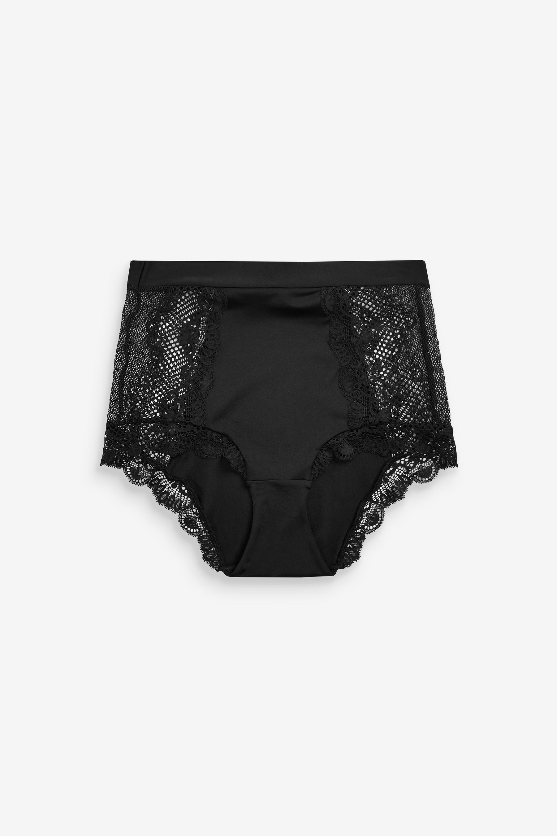 Microfibre And Lace Knickers High Rise