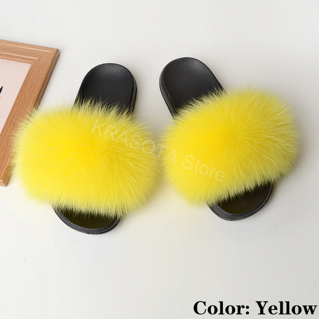 Natural Fur Slippers Women Home Fluffy Slippers House Furry Slides Luxury Summer Flip Flops with Real Fur Wholesale Dropshipping