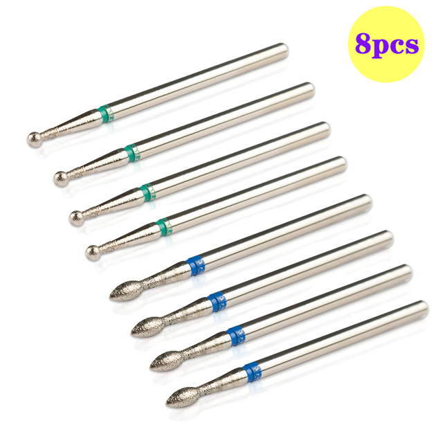 8pcs Diamond Milling Cutter for Manicure Set Nail Drill Bits Accessories Nozzles for Manicure Cutters Pedicure Sanding Nail File