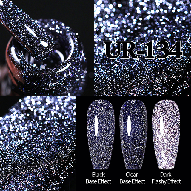 UR Sugar Fluorescent Reflective Gel Holographic Gel Nail Polish Shine Neon Glitter Semi Permanent Soak Off UV LED Nail Gel