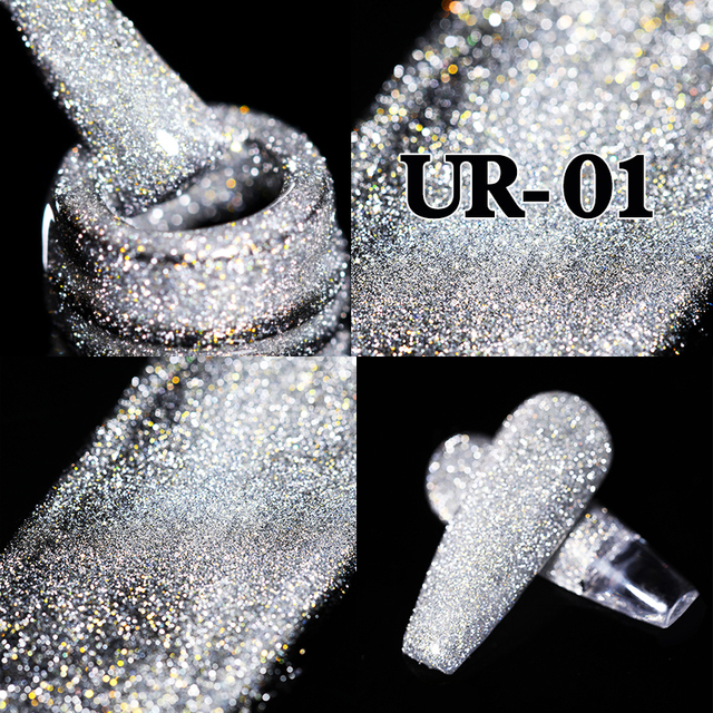 ur sugar 7.5ml neon yellow reflective glitter gel nail polish shine twilight nail gel nail art varnish semi permanent varnish