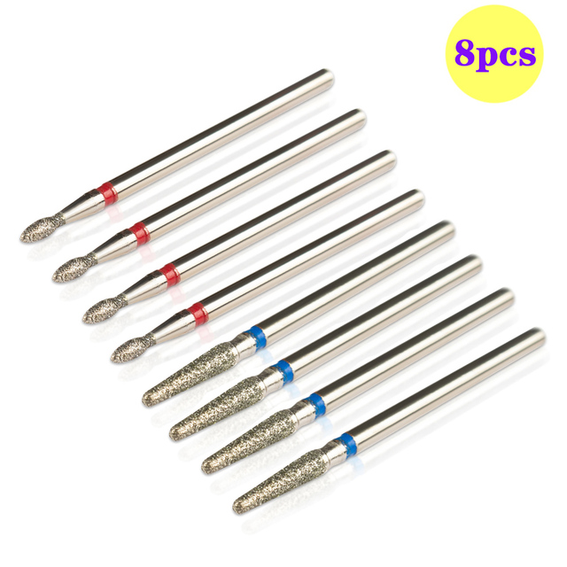 8pcs Diamond Milling Cutter for Manicure Set Nail Drill Bits Accessories Nozzles for Manicure Cutters Pedicure Sanding Nail File